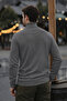 Men's Casual Slim Fit Anthracite Full Turtleneck Sweater - 3