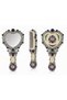 Decorative Heart Design Stone Detailed Mirrored Comb Set Gold Color 24 X 10 cm Stylish Design Set - 3