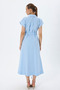 Tricoton Dress with Shirt Collar, Front Tie Detail, Full Buttons - 5