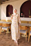 Yellow Half Buttoned Sleeves Elastic Patterned Dress - 2