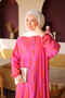 Fuchsia Half-Buttoned Layered Viscose Dress with Elastic Sleeves - 4