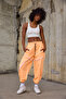 Women's Elastic Waist Pants with Dirty Stitching Detail - 4