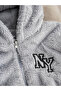 Boys' Plush Cardigan – Soft Winter Cardigan with Hood, Zipper Pockets, and Ny Pattern in Gray - 3