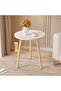 Contemporary Round Coffee Table – White Top & Wooden Legs