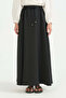 Elastic Waist Flared Modal Skirt - Black - 2