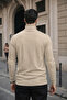 Men's Winter Basic Slim Fit Long Cream Sweater - 6