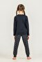 Girl's Navy Blue 100% Cotton Pajama Set (with Socks as a Gift) - 3