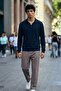Men's Long Sleeve Regular Cut Navy Blue Sweater - 4