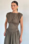 Women's Shoulder Padded Corseted Poplin Dress - 2