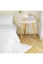 Contemporary Round Coffee Table – White Top & Wooden Legs - 4
