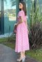 Women's Buttoned Waist Tie Polka Dot Dress - 5