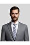 Blue White Striped Gray Silk Tie – 7.5 cm Wide - 5