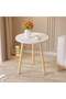 Nordic White Round Coffee Table – Natural Wood Legs - 3