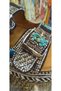 Women's Black Beaded and Turquoise Stone Embellished Thick-Soled Bohemian Sandals - 4