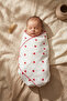 Red Heart Patterned Cotton Muslin Baby Blanket with Piping and Embroidered Edges 90*90 cm - 5