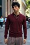 Men's Long Sleeve Regular Fit Burgundy Sweater - 3