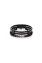 Metallic Gray Steel Rope Detailed Black Leather and Purple/Pink Natural Stone Double Men's Bracelet Set - 4