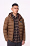 Men's Brown Hooded Puffer Coat Warm Water-Repellent Windproof Winter Coat