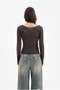 Women's Shirt with Ruffle Collar and Transparent Look, Stylish Blouse - 2