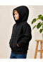 Unisex Black Hooded Zippered Basic Sweatshirt with Kangaroo Pocket for Girls and Boys - 6