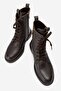 Pervollin Women's Genuine Leather Lace-Up Boots Brown - 4