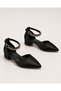 Women's Ankle-Strapped Short Heeled Satin Fabric Stylish Evening Dress Shoes - 2