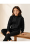 Unisex Black Hooded Zippered Basic Sweatshirt with Kangaroo Pocket for Girls and Boys - 5
