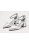 Women's Ankle-Strapped Short Heeled Satin Fabric Stylish Evening Dress Shoes - 2