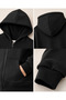 Unisex Black Hooded Zippered Basic Sweatshirt with Kangaroo Pocket for Girls and Boys - 8