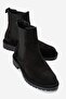 Paronti Women's Genuine Leather Elastic Pull-On Boots Black Suede