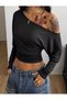 Bele Sitted Asymmetric Collar Loose Fit Long Sleeve Ruched Blouse G9620 - 2