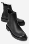 Paronti Women's Genuine Leather Elastic Pull-On Boots Black