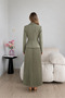 Pleated Belted Jacket Skirt Double Blazer Set - 4