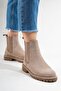 Paronti Women's Genuine Leather Elastic Pull-On Boots Mink Suede - 7