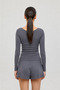 Soft Rib Oval Neck Blouse Smoked - 3