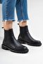 Paronti Women's Genuine Leather Elastic Pull-On Boots Black - 6