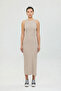 Soft Rib Slit Detailed Sleeveless Dress Beige - 2