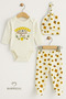 Newborn Baby Set with Dad's Honey Written on It and Bee Pattern, Set of 3 with Booties, Bottom Beanie, Snap Fasteners, Long Sleeve Bodysuit 0-9 a Y - 3