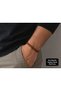 Lusso Romano Double Row Weave Leather Men's Bracelet Silver Tone with Clip