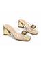 Women's Stone Detailed Transparent Strap Mule Heeled Slippers - 4