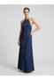 Women's Denim Halter Neck Detailed Maxi Dress