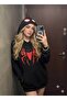 Spider Printed Oversize Unisex Hooded Sweatshirt - 2