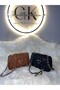 Women's Quilted Patterned Chain Strap Shoulder and Crossbody Bag – Black / Tan - 3