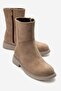 Zarolin Women's Genuine Leather Zippered Boots Mink Suede
