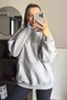 Wing Gray Back Wing Lace Transparent Hooded Kangaroo Pocket 3 Thread Thick Oversize Winter Sweatshirt - 2