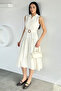 Women's Polo Collar Dress with Belt Accessory and Stripe Pattern