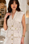 Women's Double-Breasted Collar Belted Detailed Buttoned Dress - 4