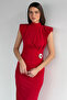 Gülseli Women's Shoulder Padded High Collar Brooched Dress - 3