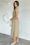 Women's Front Snap Detailed Elastic Waist Dress - 4