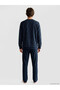 Navy Blue Regular Fit Men's Pajama Set - 4